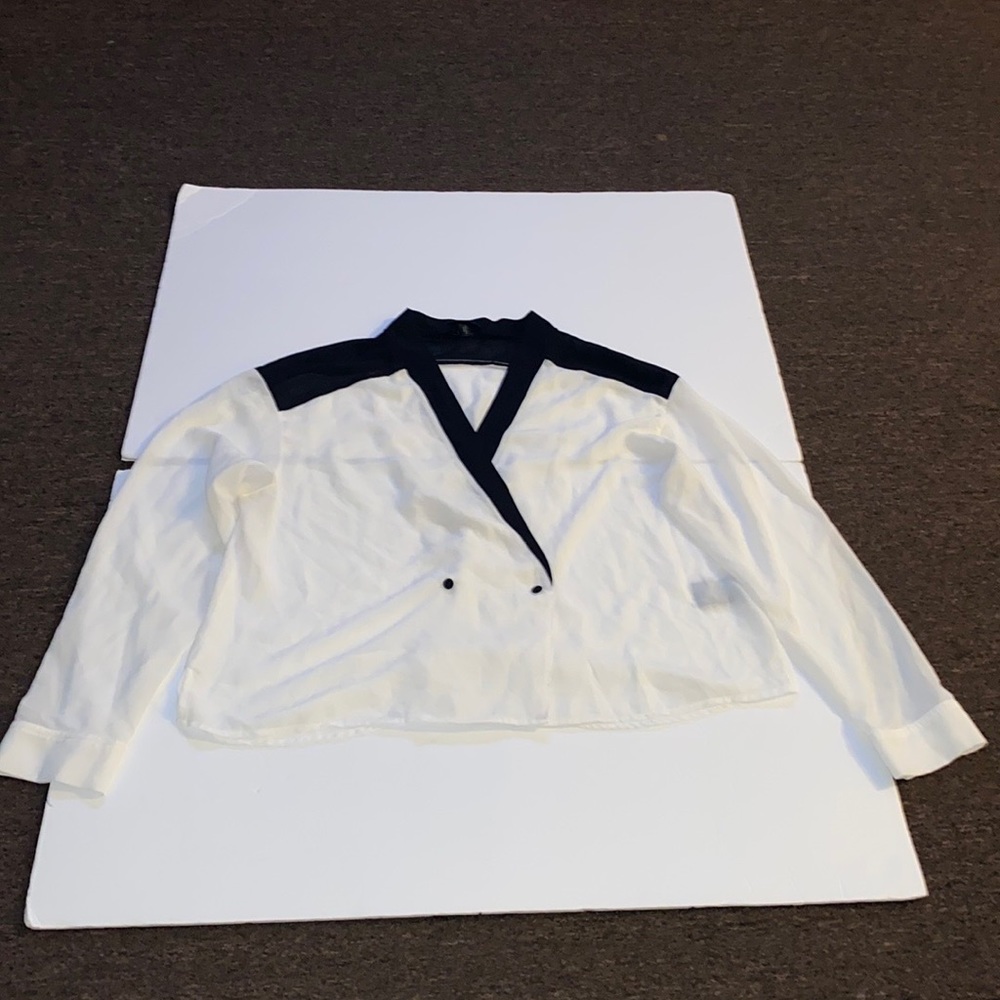 Sheer wrap blazer black and off- white color